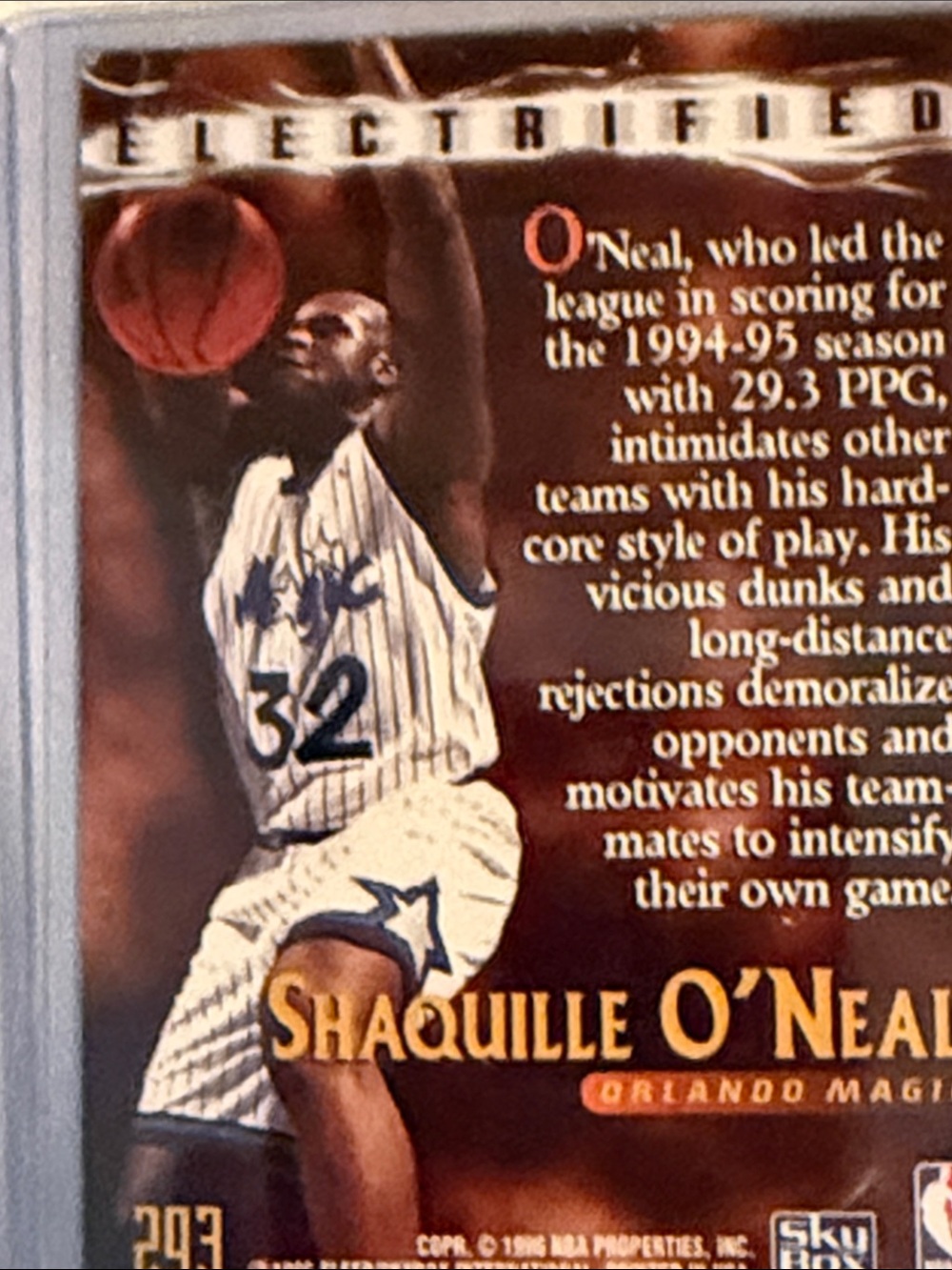 Sky Box Electrifed O'Neal Orlando Magic Trading Card - Picture 4 of 5